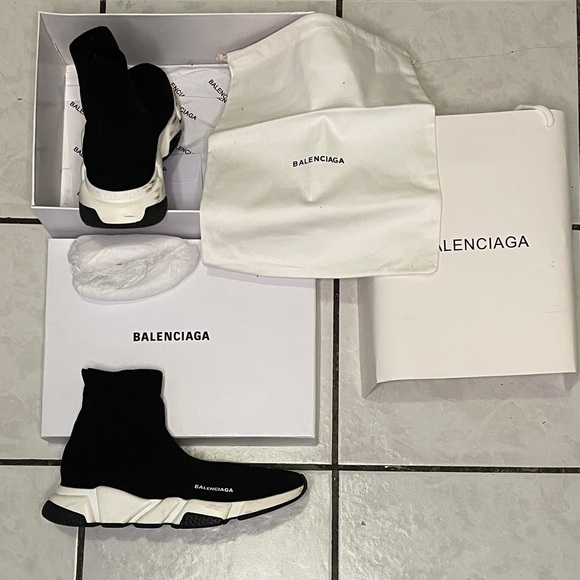Balenciaga Monochrome Sock Sneakers - Picture 1 of 5